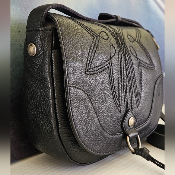 FRYE Black Pebble Saddle Crossbody Bag NWT - Picture 4 of 16
